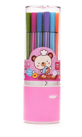 Color Pens With Circular Case 12pcs