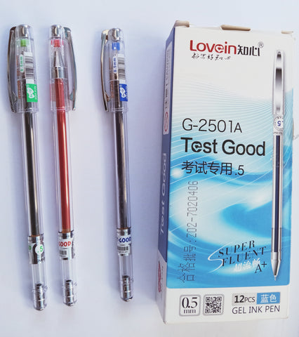 Gel ink Pen Test Good (Blue, Black, Green, Red)