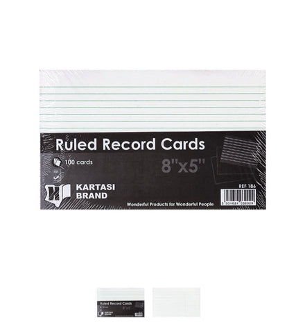 Ruled Record Cards 8x5 White